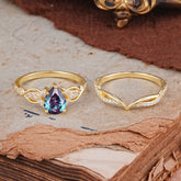 Romantic 5-Prong Pear Cut Alexandrite Stacking Ring